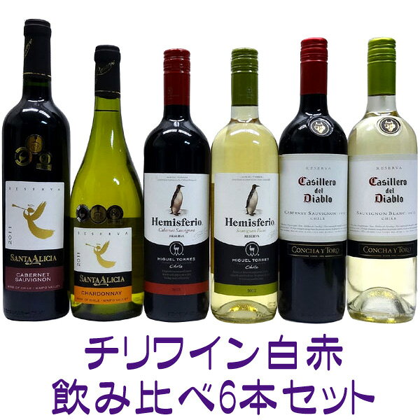 チリワイン白赤　飲み比べ6本セット 02P21Aug14