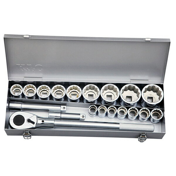KTC ソケットレンチセット 19点 差込角19.0mm(19.0sq.)(3/4) (TB619B)(4989433176925) 京都機械工具