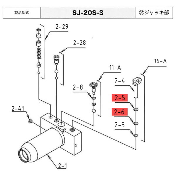 メーカー直送品 マサダ ガレージジャッキSJ-20S-3用パーツ 【Oリング バックアップリング】 SJ-20S-2-P0