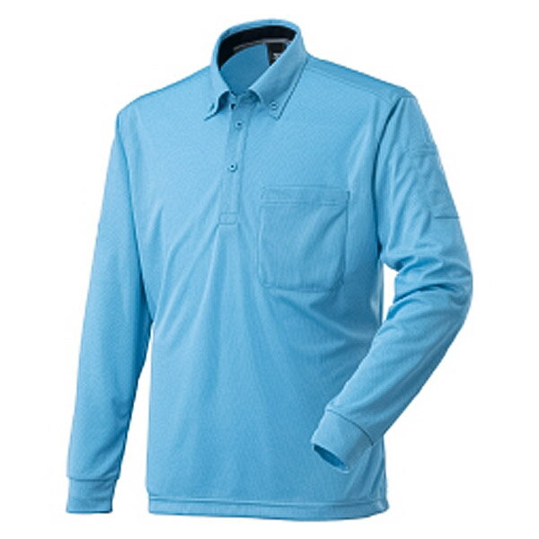 ミズノ ナビドライ ワークボタンダウンポロシャツ（長袖） F2JA218519 サックス MIZUNO