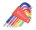 【8/1限定!ポイント3倍+最大400円OFF】日本正規品 PBスイスツールズ ホルダー付ボールポイントレインボー六角レンチセット 9本組 (212.H-10R...
