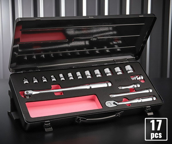 NEPROS 9.5sq. ソケットレンチセット [17点セット] ケース付き NTB317XCZ ネプロス 工具セット NBR390A 3/8 ラチェット ソケット おしゃれ 整理 収納 工具箱