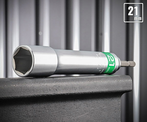 TOP 電動ドリル用強軸ソケットロングタイプ(40V対応) ETS-21L サイズ21mm 六角シャンク6.35mm トップ工..