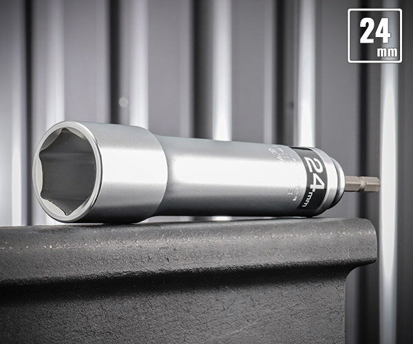 TOP 電動ドリル用強軸ソケットロングタイプ(40V対応) ETS-24L サイズ24mm 六角シャンク6.35mm トップ工..