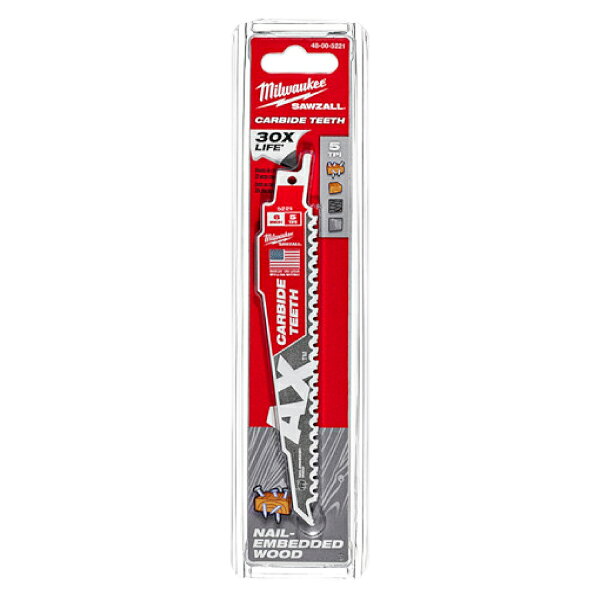 日本正規品 ミルウォーキー AX木工用カーバイドレシプロソーブレード 5TPI 229mm (...