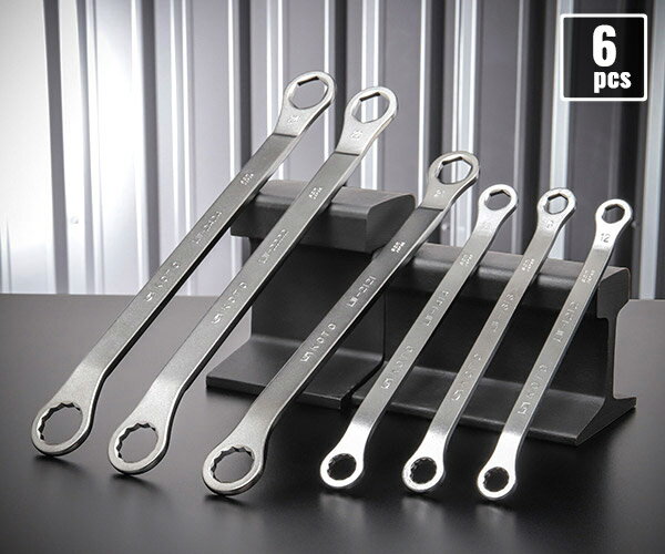 KOTO 6角x12角 極薄めがねレンチセット LW-6100 なめにくい六角と早回しできる十二角の組合せ極薄レンチ6本セット 江東産業