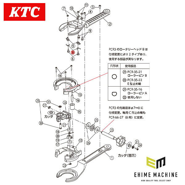 KTC ラチェットパイプカッター用 ネジリバネA PCR2-35-8