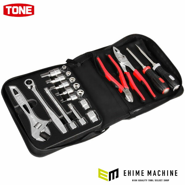 Tool Kits - TONE 整備用工具セット ツールセット ブラック 間口250×奥行200×高さ70mm 21点セット (TSX3172)(4953488453096) トネ