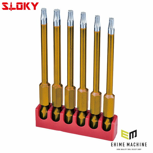ネジの締付、緩めに使用します。 【仕様】 材質：クロームモリブデンバナジウム鋼(S2) 硬度：HRC58-60 差込角(HEX)：1/4(6.35mm) 全長(mm)：75 サイズ：9IP 入数：6本 【セット内容/付属品】 ビット：6本、専用ホルダー メーカー名：SLOKY（スローキー） メーカー品番：BIT75-09IP 商品名：BIT75-09IP 6本組75mmIPビット 09IP JANコード：4545301111667 【ブランド紹介】 SLOKY（スローキー） トルク管理を簡単・正確にする工具ブランド。独自のアダプターで0.1〜6Nmの精密締付けを実現し、過締めを防止。CNCや医療・光学分野でも高評価。 人気のカテゴリ 新商品 今月の特価品 オリジナル商品 ワケあり特価品