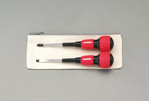 电工用螺丝刀 - エスコ 2本組 [+ -]ドライバー(パワーグリップ 電工) EA557AM-10 ESCO