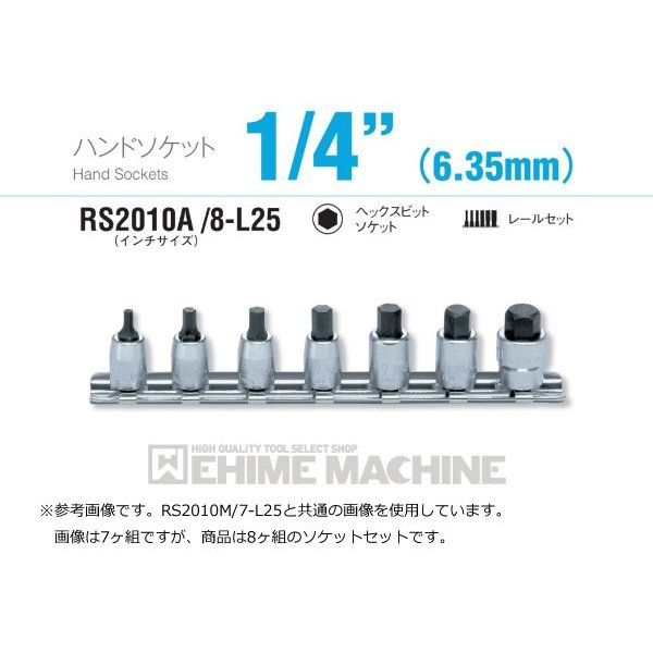 コーケン RS2010A/8-L25 インチサイズ 6.3sq. ハンドソケット ヘックスビットソケット レールセット Ko-ken 工具 山下工業研究所