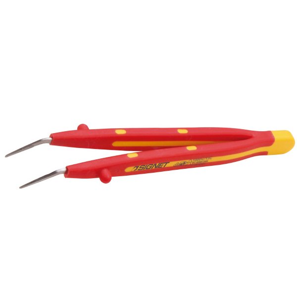 シグネット 絶縁ピンセット 158mm 先曲45° (E60615)(4545301067858) SIGNET