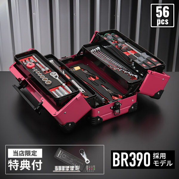 楽天エヒメマシン 楽天市場店【特典付】KTC 9.5sq. 56点 工具セット SK35624WZSYR シラーズレッド 両開きメタルケース EK-10ASYR スタンダードモデル 京都機械工具 2024 SK セール