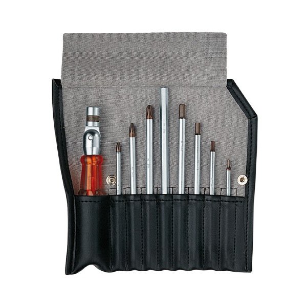 日本正規品 PBスイスツールズ 本締めできる首振りグリップ採用 差替式ドライバーセット 8本組 ロールバッグ入 プラス 六角 ブレード (227) (7610733013951)