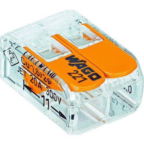 WAGO WFR-2 ヨリ線・単線ワンタッチ接続可能コネクタ 2穴用 100個入 WFR-2