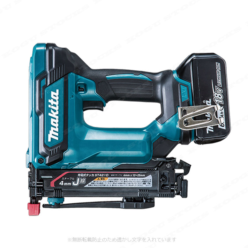 マキタ　18V　充電式タッカ（4mm・J線）ST421DRG　6.0Ah Li-ion電池(BL1860B)1個　...