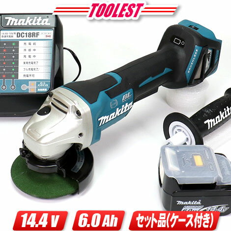 マキタ　14.4V　100mm ディスクグラインダ　GA416DRG　6.0Ah電池(BL1460B)1個　充電器(DC18RF)　ケース