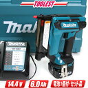 マキタ　14.4V 充電式ピンタッカ　PT352DRG　6.0Ah Li-ion電池(BL1460B)1個　USB端子付き充電器(DC18RF)　ケース