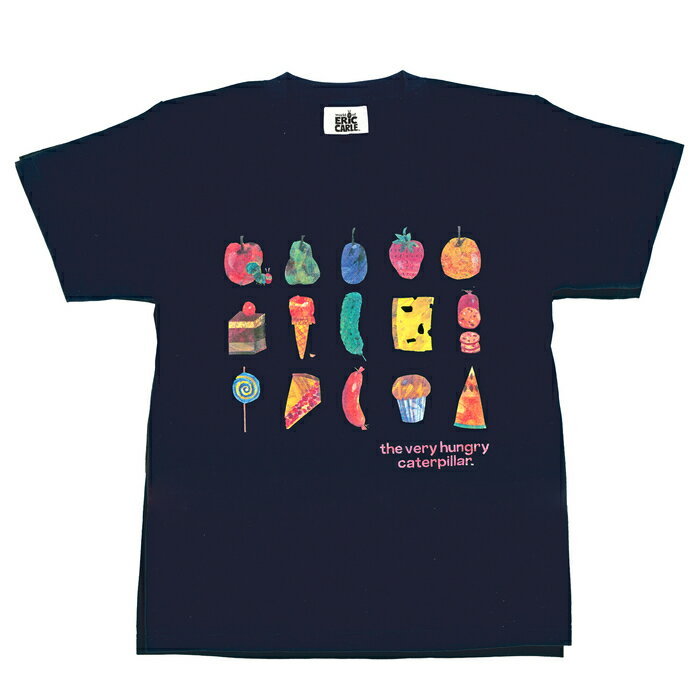 (130） はらぺこあおむし Tシャツ フルーツ＆ジャンク 紺 はらぺこあおむし エリックカール エリックカール Tシャツ 夏 運動会 グッズ