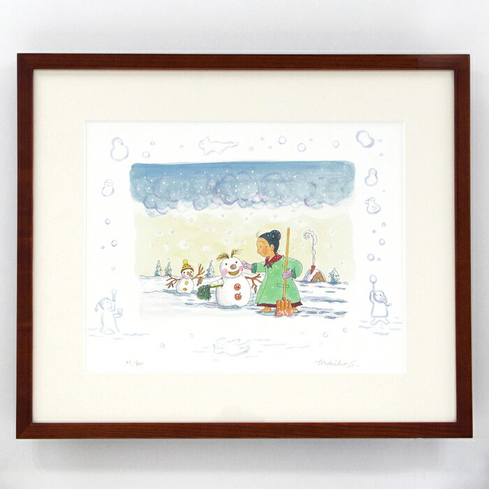 【直筆サイン入り版画】さとうわきこ ばばばあちゃん 雪だるま ばばばあちゃん 福音館 さとうわきこ 複製画 複製版画 サイン 直筆サイン インテリア 絵 グッズ