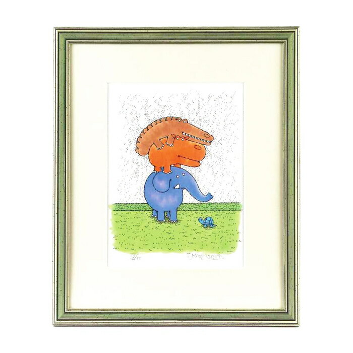 【直筆サイン入り】ぞうくんのさんぽ 版画 ぞうくんたちとおさんぽ 高価:絵:版画:販売:額装:ぞう:さんぽ:絵本:インテリア:絵画:鑑賞:展示:玄関:壁面:新築...