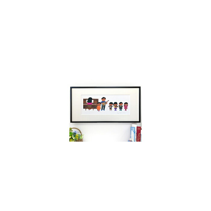 【直筆サイン入り版画】 五味太郎 家族で合唱 サイン入り サイン 版画 絵画 絵 インテリア グッズ