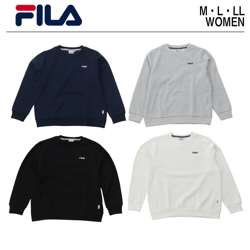 FILA フィラ ワンポイントトレーナー レディース プルロング フィットネス ランニング ジム テニス 運動 体育 かわいい カラー豊富 ロゴ トップス おしゃれ トレーナー 黒 長袖 スポーツ ウェアスウェット スエット