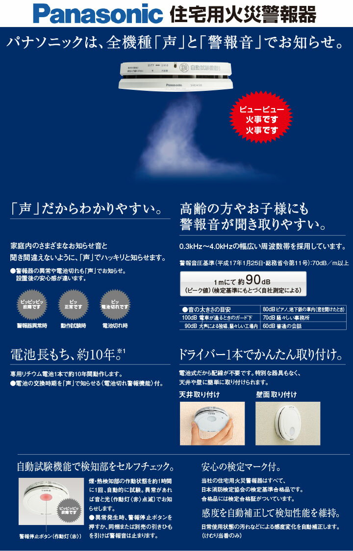 パナソニック [けむり当番] 業界最薄25mm住宅用火災警報器（警報音・音声警報タイプ・リチウム電池同梱）最新型SHK48455KSHK48455の後継機種10年寿命タイプ 声でお知らせ【製造年月2023年4月以降】 3