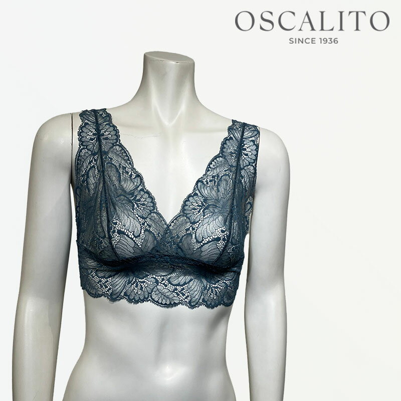 楽天スーパーSALE◆40％OFF◆【オスカリート】リバーレースブラレット DUSTY BLUEカラー7616（M～Lサイズ) イタリア Oscalito
