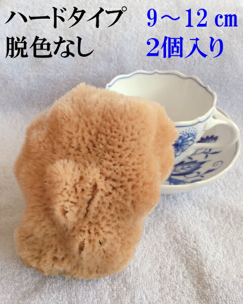 洗顔 ボディ洗い【しっかり洗ってすべすべ】メンズ用にもおススメ海綿スポンジ高級シルク種Sハード2個入乾燥時9〜12センチ(お水で膨らみます)ナチュラル色(ブラウ...