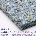 5センチ厚×120×100または60×200一番硬いウレタンチップ150kg／立方メートル CH411【130円／リットル】腰痛の方向け 椅子 ソファ ベッド 車中泊座布団 枕 マットレス ベンチへたらない安心の日本製 切断無料 低燃焼性 ウレタンフォーム