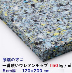 5センチ厚×120×200一番硬いウレタンチップ150kg／立方メートル CH411【143円／リットル】腰痛の方向け 椅子 ソファ ベッド 車中泊座布団 枕 マットレス ベンチへたらない安心の日本製 切断無料 低燃焼性 ウレタンフォーム