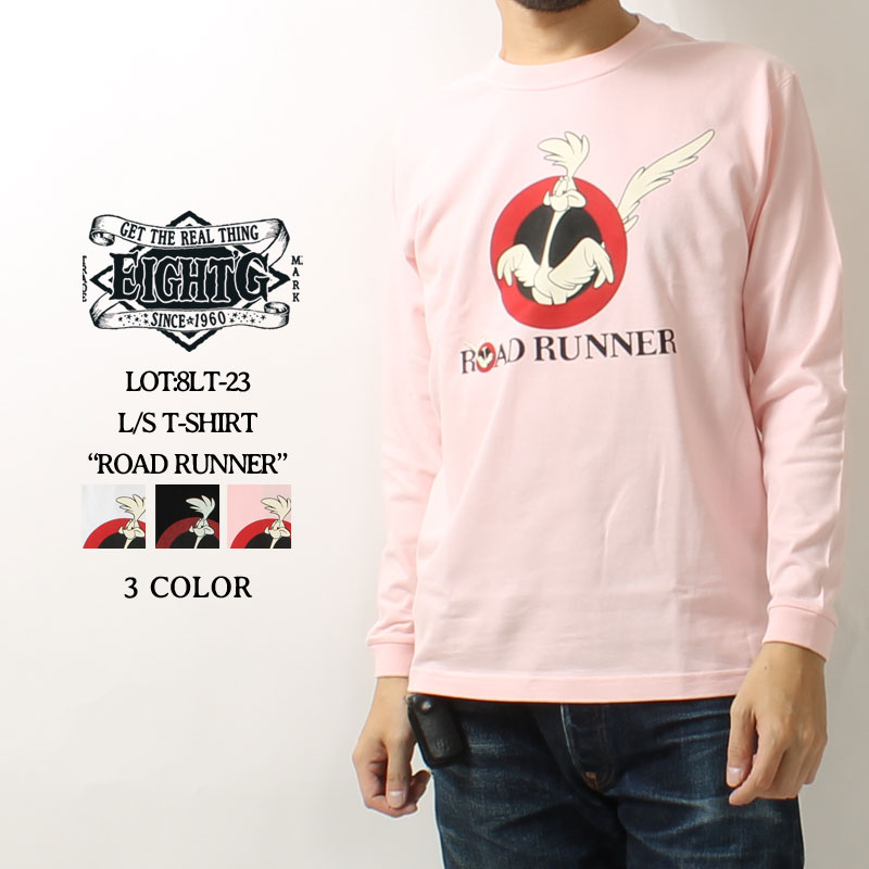 【16日23:59まで!エントリーでP最大5倍】 エイトジー ロンT ロードランナー 2023秋冬 新作 ルーニーテューンズ コラボ メンズ アメカジ 長袖Tシャツ カットソー プリント 大人 30代 40代 50代 綿100 EIGHT-G ROAD RUNNER 8LT-23