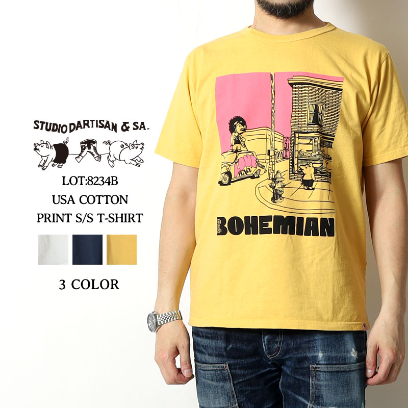 Rakuten - ダルチザン Tシャツ 2026春夏 新作 8234B STUDIO D'ARTISAN BOHEMIAN EXPERIENCE 半袖 日本製 アメカジ メンズ 大人 おしゃれ ホワイト ネイビー イエロー M-XL