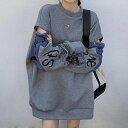 トレーナー ファッション 韓国 ガーリー きれ 袖スリット 可愛い 春秋 レディース ファスナーデザイン カジュアル 高校生 通学