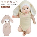 男の子 衣装 寝相アート ベビー 新生児 女の子 うさぎ ニューボーンフォト 帽子 うさ耳ニット 2点セット ロンパース 月齢アート