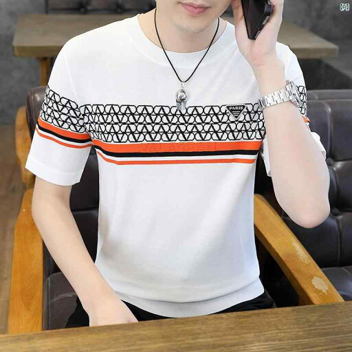 ポロシャツ Tシャツ メンズ 夏 ニット 冷感 トップ クール ストライプ 高級 スリム 半袖 薄手 ポロシャツ Tシャツ メンズ 夏 ニット 冷感 トップ クール ストライプ 高級 スリム 半袖 薄手