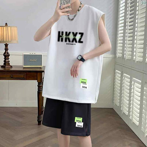 ユニフォーム ベスト 2点セット スーツ スポーツ 夏 メンズ Tシャツ カジュアル バスケットボール セット ノースリーブ 服 ユニフォーム ベスト 2点セット スーツ スポーツ 夏 メンズ Tシャツ カジュアル バスケットボール セット ノースリーブ 服