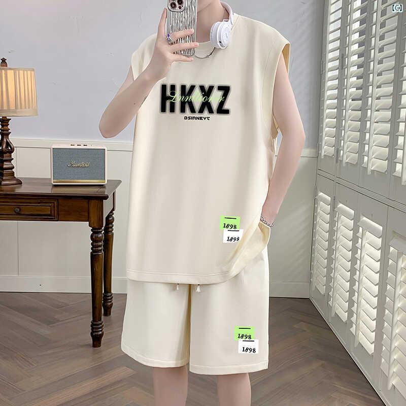 ユニフォーム ベスト 2点セット スーツ スポーツ 夏 メンズ Tシャツ カジュアル バスケットボール セット ノースリーブ 服