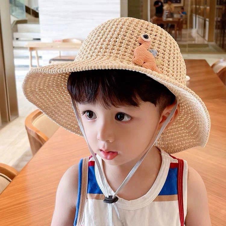 帽子 麦わら帽子 日よけ 涼しい 帽子 夏 恐竜 男の子 春 カジュアル 女の子 紫外線対策 軽い 折り畳め..