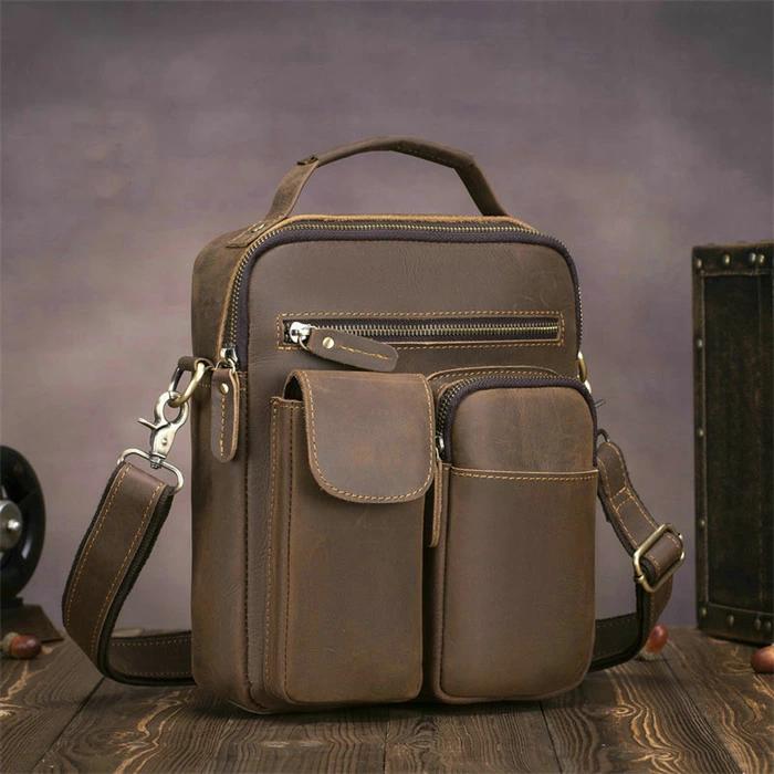 レザーバッグ 収納 トートバック 革 肩掛け メンズバッグ レザー 斜めがけ ショルダーバッグ 厳選牛革 ワンショルダー メンズ