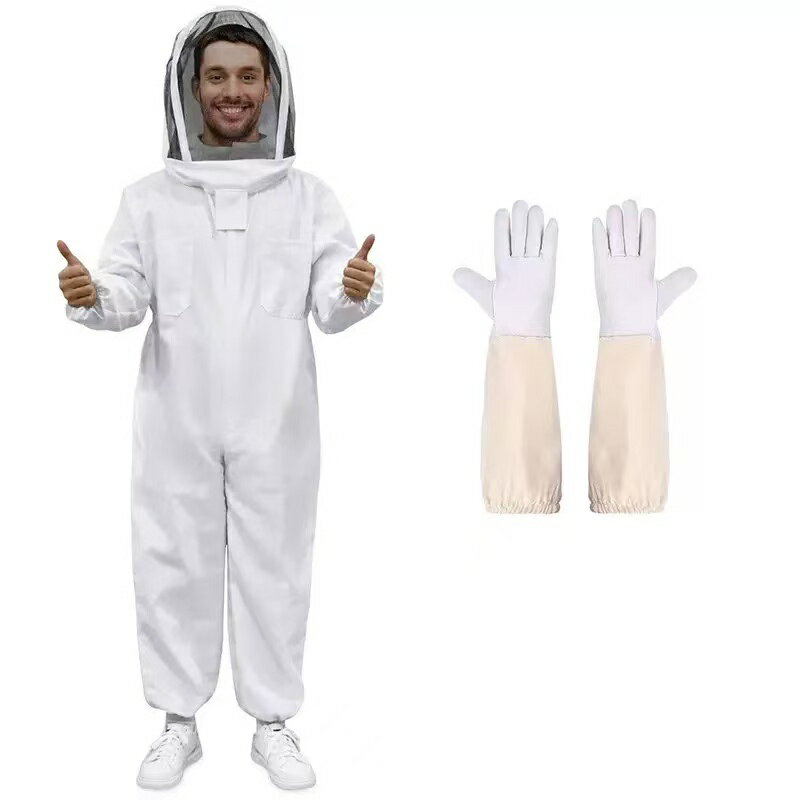 ハチ防護服 蜂防護服 蜂巣 防護服 フェイスネット スズメバチ 養蜂器具 脱着簡単 取り外しやすい 手袋付き 害虫 一体式 駆除 蜂