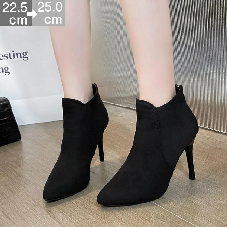 22.5 24.5 ローヒール アンクルブーツ サイドジップ トレンド 10cmヒール 太ヒール スエードブーティ レディース 痛くない 軽量