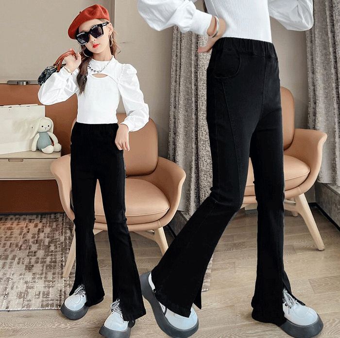 パンツ デニムパンツ キッズ ジーンズ ラッパズボン女の子 レギンス デニム ストレッチ デニムパンツ ..