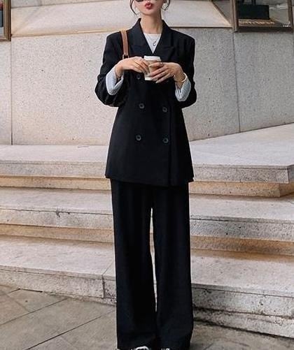 ツー マニッシュ ワイドパンツ 上下セット ジャケット 袖あり 長袖 上着 ビッグシルエット スーツ レトロ ワンタック 2点セット