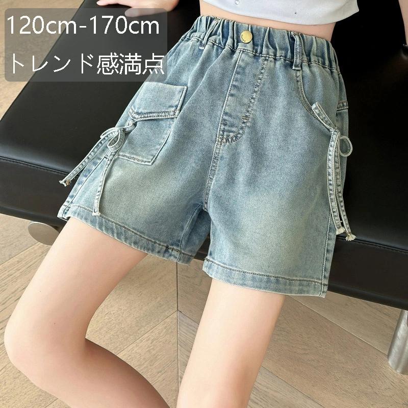 デニム ショートパンツ ボトムス ショートパンツ ジーンズ パンツ 子供 夏着 カジュアル ガールズデニ..