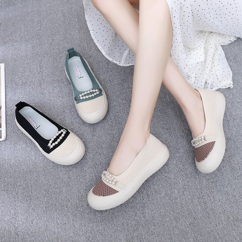 レジャーシューズ スリッポン スニーカー フラットシューズ ローヒール カジュアルシューズ 散歩シューズ レディース メッシュ