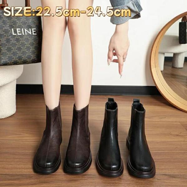 ブーツ カジュアル ショートブーツ 3.5cmヒール レディースブーツ 合成皮革 美脚 防寒 歩きやすい 防滑..
