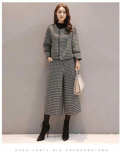 黒 謝恩会 SML2L3L 大きいサイズ 七五三 ツイードセットアップス パンツスーツ ママスーツ 千鳥格子 フォーマル