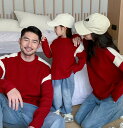 パンツ 親子お揃い 秋冬 ニット ニット パパ トップス 赤 ママ 出 娘 女の子 デニムパンツ 親子ペア ペアルック セーター 男の子